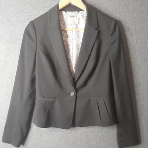 JIGSAW Womens blazer jacket Size 8 black business work smart casual peplum lined - Picture 1 of 24