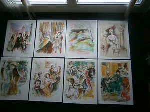 Suite de 8 gravures couleur: scènes de vie artiste à déterminer - Imagen 1 de 9