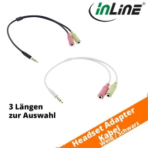 Headset Kabel Weiß Schwarz  3,5mm Stecker an 2x3,5mm Buchse 0,15 - 2m vergoldet - Picture 1 of 3