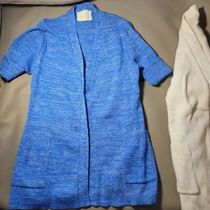 2 Vintage Sheridan Creations Damen Gr. M blau & beige Langarm Strickjacke Pullover - Bild 1 von 18