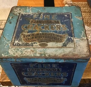 Antique Vintage Fine Fairy Soda Crackers Tin. SnowWhite Bakeries. - Imagen 1 de 6