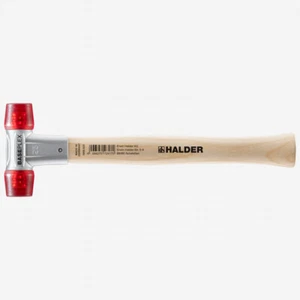 Halder Baseplex Holzhammer mit roten Kunststoff-Stirneinsätzen und Zinkdruckgussgehäuse, - Bild 1 von 1