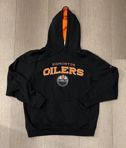 Edmonton Oilers NHL Reebok Face Off Hoodie Sweatshirt Sweater Adult Medium Black Cover