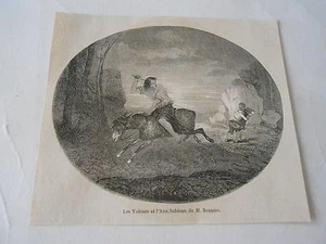 Les Voleurs et l'Ane d'après Beaume Antique Old Print 1861 - Foto 1 di 1