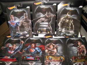 SET OF 7 HOT WHEELS BATMAN SUPERMAN WONDER WOMEN CARS DC COMICS MOC - Bild 1 von 6
