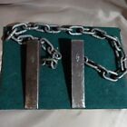 Lot of 2 Vintage Diamond tool co 5" steel wedges with 23"Chain attached 