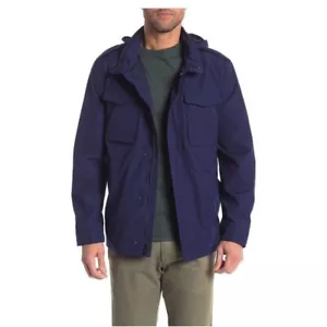 Cole Haan Mens Blue Hooded Pockets Field Parka Utility Jacket Sz XL NEW - Picture 1 of 11