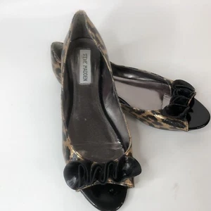 Steve Madden Womens Peep Toe Flats Size 8 Leopard Print Animal Print Dress Shoes - Picture 1 of 7