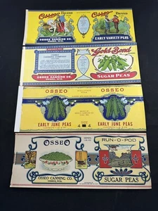 Osseo canning co. early variety peas vintage can label Lot of 4 WI prospector - Bild 1 von 6