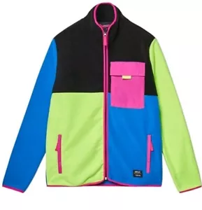 WeSC Moritz Polar Fleece Colorblock Zip Jacket NWT Men L Electric Blue/Lemonade - Picture 1 of 10