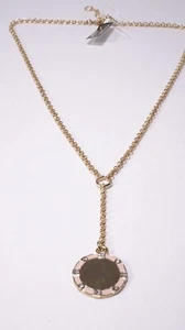 Banana Republic Women's Gold Y Link Crystal Enamel Pendant Necklace NWT 39 Cream - Picture 1 of 6
