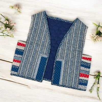 Chaleco Acolchado Paisley Boho Verano Cottagecore Campesino Pradera Country Western M Foto 1 de 4