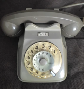 VINTAGE TELEFONO FISSO A DISCO ROTELLA FATME SIP BIGRIGIO ANNI '70 MODERNARIATO - Photo 1/6
