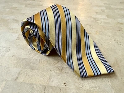 Corbata ERMENEGILDO ZEGNA ***Seda/Algodón ITALIA Lujo RAYAS Amarillo/Azul Usada en Excelente Condición Foto 1 de 4