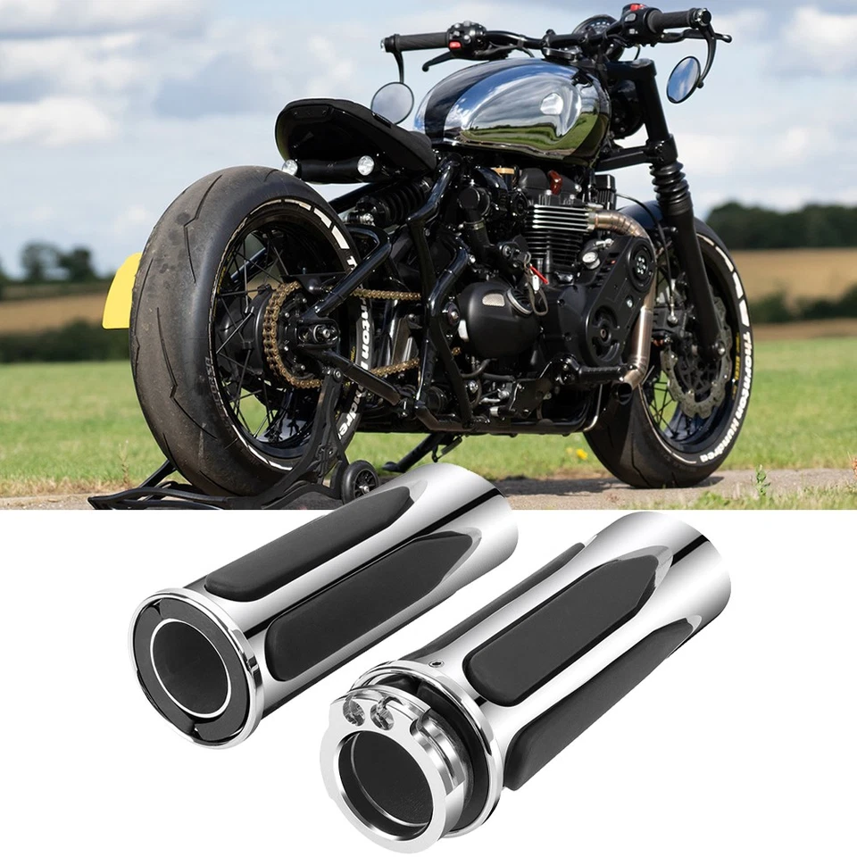 Empuñaduras cromadas de manillar de motocicleta de 1" para Triumph Bonneville Bobber Chopper Foto 1 de 4