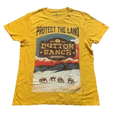 Yellowstone T Shirt Dutton Ranch Graphic Protect the Land Yellow Men’s XL NWT - Image 1 of 4