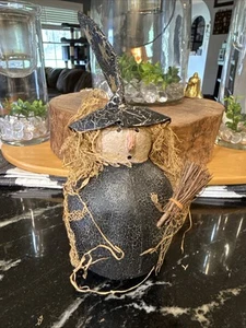 Cappello Statuina Strega Halloween Cartapesta 8” Raro Fatto a Mano Decorazione Halloween - Foto 1 di 7