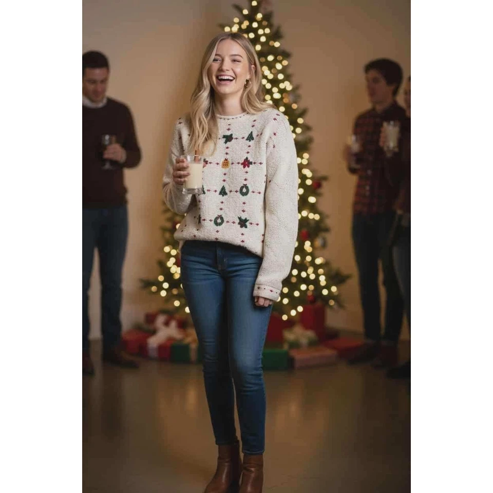 Suéter Navidad Algodón Lizsport Ramie Años 90 De Colección L Grandmacore Acogedor Cabaña Vacaciones Foto 1 de 4