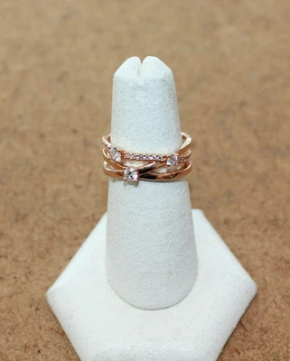 Pandora 14K RG Chapado Transparente Circonita Circonita Triple Banda Anillo Talla 6 189400CO1 [095WEJ] Foto 1 de 4