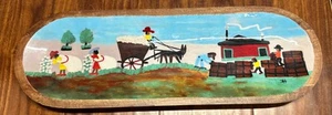 Clementine Hunter Wooden Collection Tray 18" 'Cotton Mural' Gitter Gallery 2012 - Picture 1 of 6