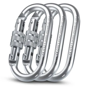 25kn Climbing Carabiner Clip - Heavy Duty O-Shape Steel Locking Caribeaner - ... - Picture 1 of 7