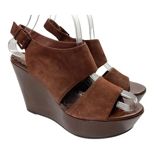 JUICY COUTURE Sandals Women's 9M Brown Suede Leather Platform Heels - Bild 1 von 9