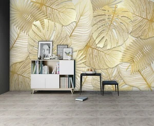 3D Blätter Textur NA572 Tapete Wandbild Ablösbar Selbstklebend Aufkleber Amy - Bild 1 von 11