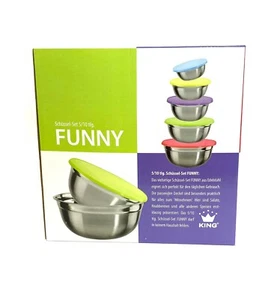 Schüssel-Set KING Funny 5-teilig aus Edelstahl mit Deckel Schüssel - Bild 1 von 3