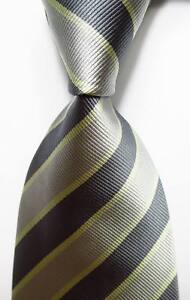 New Classic Striped Silver Gray JACQUARD WOVEN 100% Silk Men's Tie Necktie