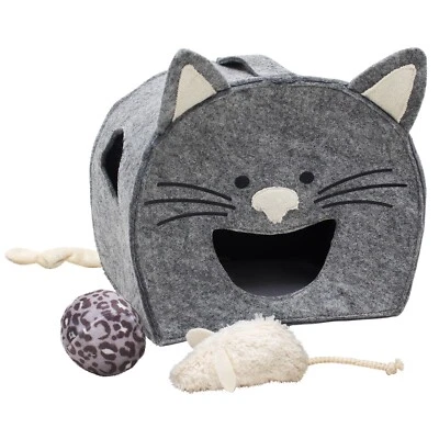 Tiger Cat Spielhaus CHARLY Plüsch Leoprint Katzenspielzeug Katzenhaus Glöckchen