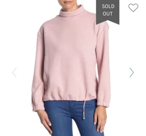 Alkamy Mock Neck Drawsting Pullover Sweater Rose Pink Long Sleeve Size Medium - Picture 1 of 7
