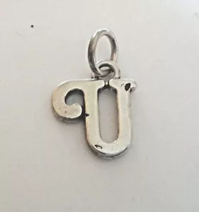40% off flaw Sterling Silver 14mm Cursive style Alphabet Letter Initial U Charm - Picture 1 of 1