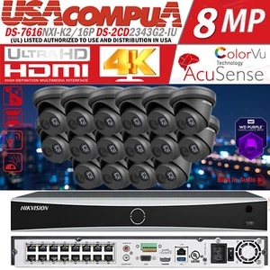 Hikvision 4K 16CH 8MP POE AcuSense Security Camera System DS-2CD2343G2-IU Lot - Picture 1 of 22