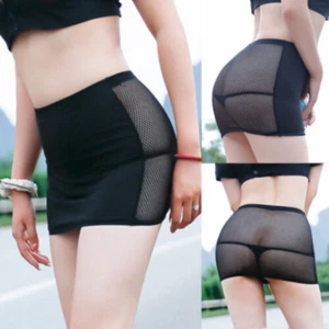 Damen High Waist Micro Minirock Netz durchsichtig Bleistiftrock Nachtclubkleid - Bild 1 von 13