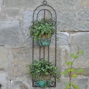 Art Deco Stil Metall Garten Wand Pflanzgefäß Hängen Doppel Blumentopf Halter 70cm - Bild 1 von 4