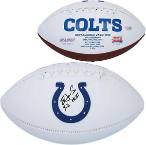 Edgerrin James Indianapolis Colts Signed White Panel Football with "HOF" Insc