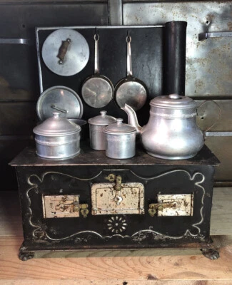 Rare Cuisinière À Alcool Tôle XIXe Napoléon 3 Jouet Ancien L 25,5 Cm - Photo 1/4