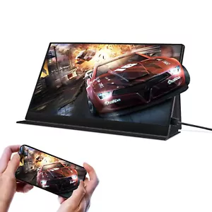 Alcopaca 15.6” Portable Monitor FHD IPS USB C HDMI Plug Play Lightweight w/ Case - Picture 1 of 23