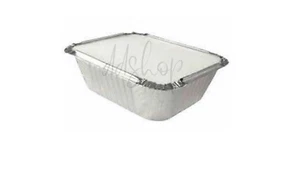 100 X No.2 ALUMINIUM FOIL FOOD CONTAINERS+LIDS PERFECT FOR HOME AND TAKEAWAY DDS - Picture 1 of 8