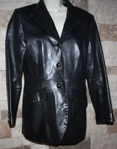 Chaqueta para mujer Ann Taylor de cuero negra de longitud media Petite 6P - Imagen 1 de 9