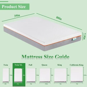 VECELO 8" Mattress Cal King Gel Memory Foam in a Box Queen Size Pressure Relief - Picture 1 of 34