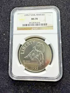 1995 P NGC MS 70 Civil War Commemorative Silver Dollar, USA Silver $1 Coin - Picture 1 of 3