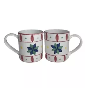 Vtg Mesa International Coffee Mugs Cups Set of2 Handpainted in ITALY 1992 Numbrd - Picture 1 of 8