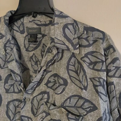 Bruno Hawaiian Shirt Mens XL 100% Silk Tropical Short Sleeve Leaf Button Up - Image 1 of 4