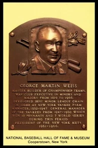George Weiss Baseball Hall of Fame Plaque Postcard - Picture 1 of 2