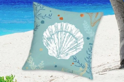Kissenhülle + Füllung Muschel Samt 45x45 Ozean Dekokissen maritime Kissen Strand - Bild 1 von 4