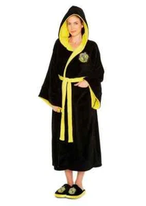 OFFICIAL HARRY POTTER HUFFLEPUFF WOMEN'S FLEECE DRESSING GOWN BATHROBE - Picture 1 of 3