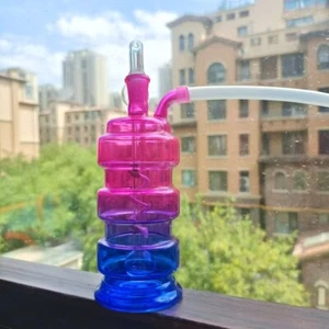 Bong in vetro colorato premium 4,7" tubo acqua fumo gorgogliatore portatile narghilè - Foto 1 di 5