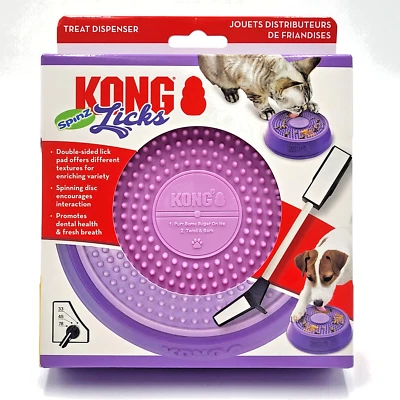 KONG Licks Spinz Small Treat Dispensing & Slow Feeder Non Skid Dog or Cat Toy - Image 1 of 4