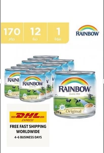 12 X Rainbow Original Evaporated Milk 170gحليب مبخر بالطعم الاصلي من ابو قوس - Picture 1 of 7